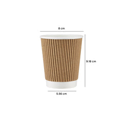 10 Pieces Kraft Ripple Cup 8 Oz + White Lids