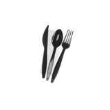 Medium Duty Black Cutlery Set (Spoon/Fork/Knife/Napkin) 500 Pieces