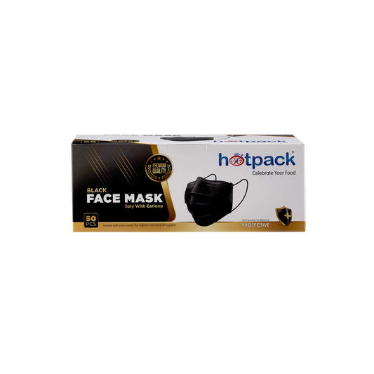 50 Pieces Black Face Mask 3 Ply With Ear Loop