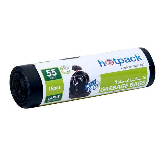 Hotpack | HEAVY DUTY GARBAGE BAG 55 GALLON LARGE 80 x 110 CM | 15 Pieces x 15 Rolls - Hotpack Global