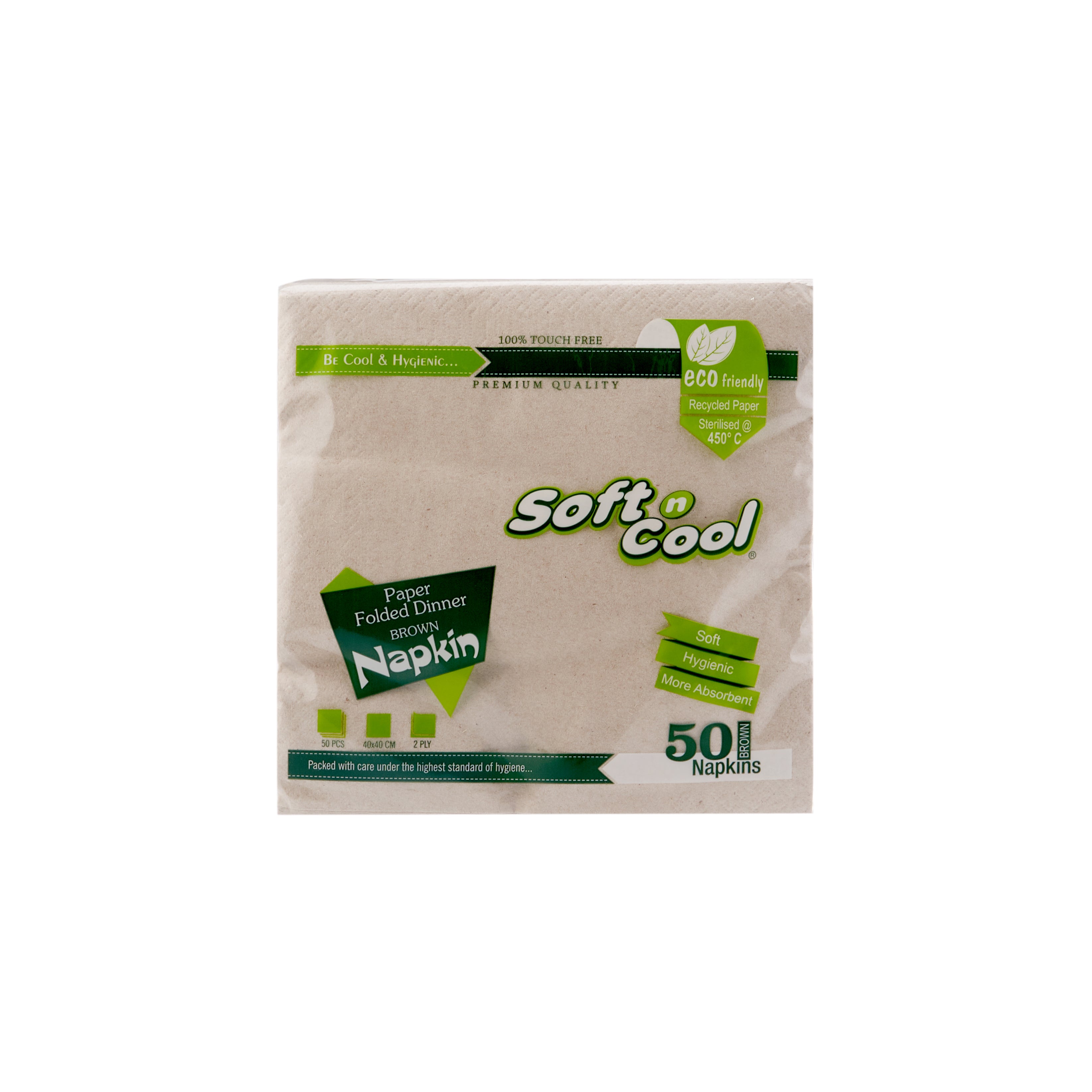 Hotpack | SOFT N COOL PAPER FOLDED BROWN NAPKIN 40 x 40 CM | 2000 Pieces - Hotpack Global