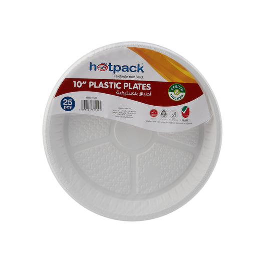 25 PCS ROUND PLASTIC PLATE 10”