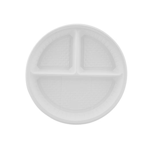 Hotpack | Round Plastic Plate 3-Compartment 10' | 500 Pieces - Hotpack Global