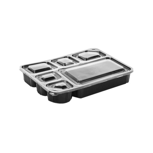 Black Base Rectangular 6-Compartment Container