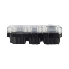 Black Base Rectangular 6-Compartment Container