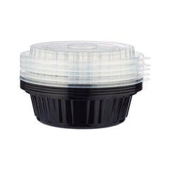 Black Base Round Container 16 oz with Lids 150 Pieces - Hotpack Global