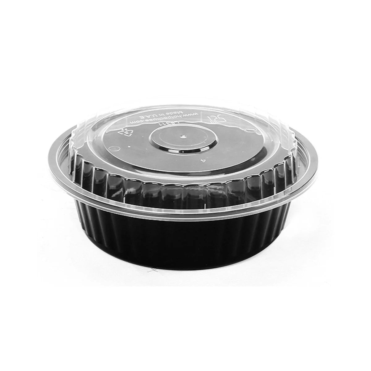 Black Base Round Container 16 oz with Lids 150 Pieces - Hotpack Global