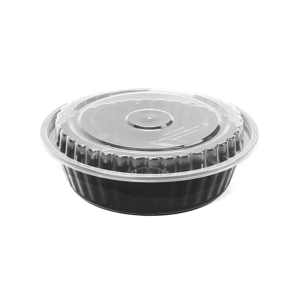 Black Base Round Container 24 oz with Lids 150 Pieces - Hotpack Global