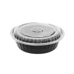 Black Base Round Container 24 oz with Lids 150 Pieces - Hotpack Global