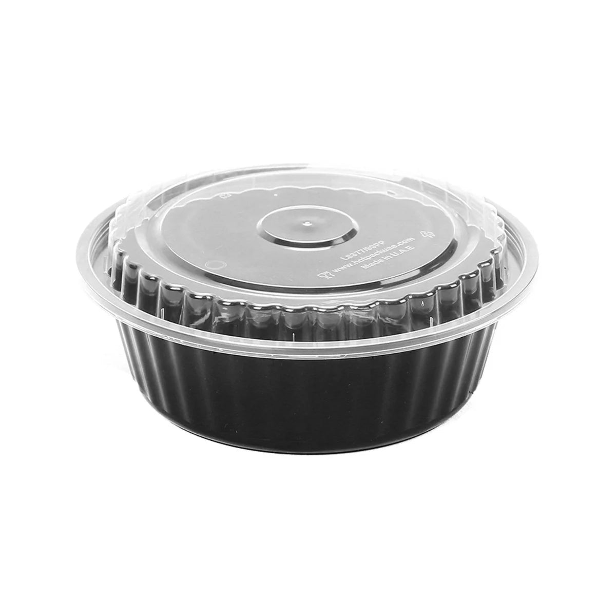 Black Base Round Container 32 oz with Lids 150 Pieces - Hotpack Global