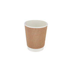 10 Pieces Kraft Ripple Cup 8 Oz + White Lids