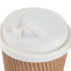 10 Pieces Paper Ripple Kraft Cup 12 Oz + Lid