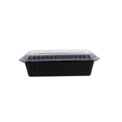 Black Food Storage Microwavable Container With Lids 38 OZ