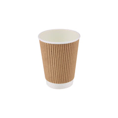 10 Pieces Paper Ripple Kraft Cup 12 Oz + Lid