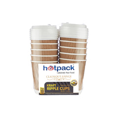 10 Pieces Paper Ripple Kraft Cup 12 Oz + Lid