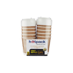 10 Pieces Kraft Ripple Cup 8 Oz + White Lids