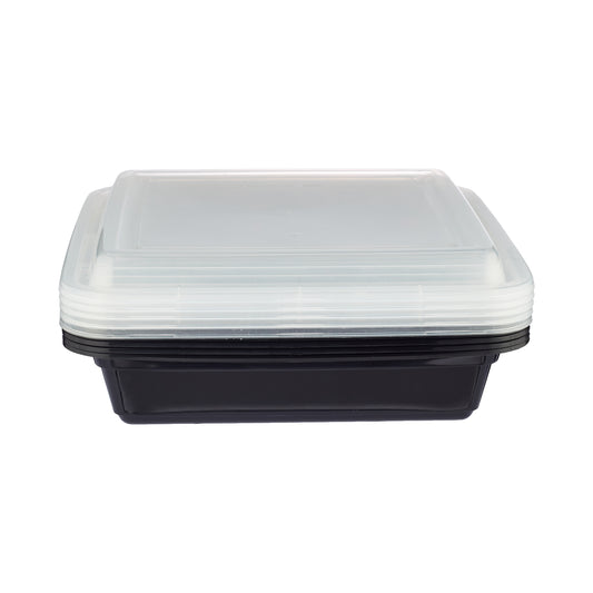 300 Pieces Black Base Rectangular Container 48 oz