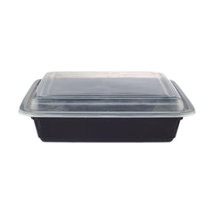 300 Pieces Black Base Rectangular Container 48 oz