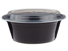 Black Base Round Container 40 oz 300 Pieces - Hotpack Global