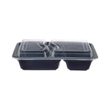 Black Base Rectangular 2-Compartment Container 300 Pieces - Hotpack Global