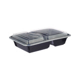 Black Base Rectangular 2-Compartment Container 300 Pieces - Hotpack Global