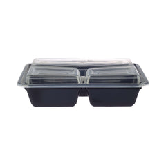 Black Base Rectangular 3-Compartment Container 300 Pieces - Hotpack Global