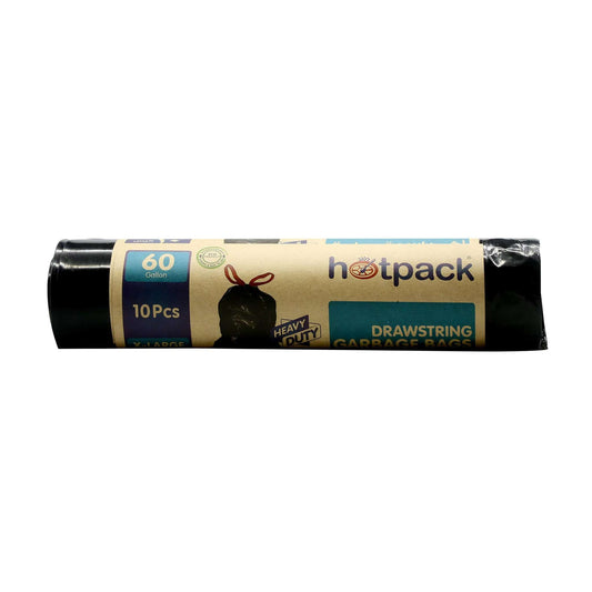 Hotpack | DRAWSTRING GARBAGE BAG 60 GALLON  X-LARGE 90 x 110 CM | 10 Pieces x 12 Rolls - Hotpack Global