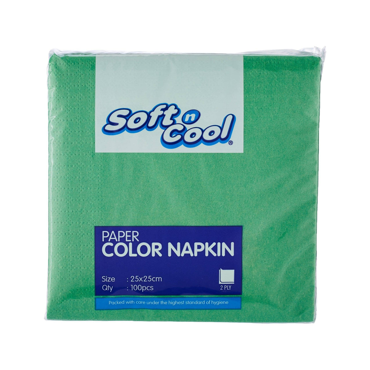 Soft n Cool Green Napkin 25 X 25 Cm 100 Pieces X 24 Pkt - Hotpack Global